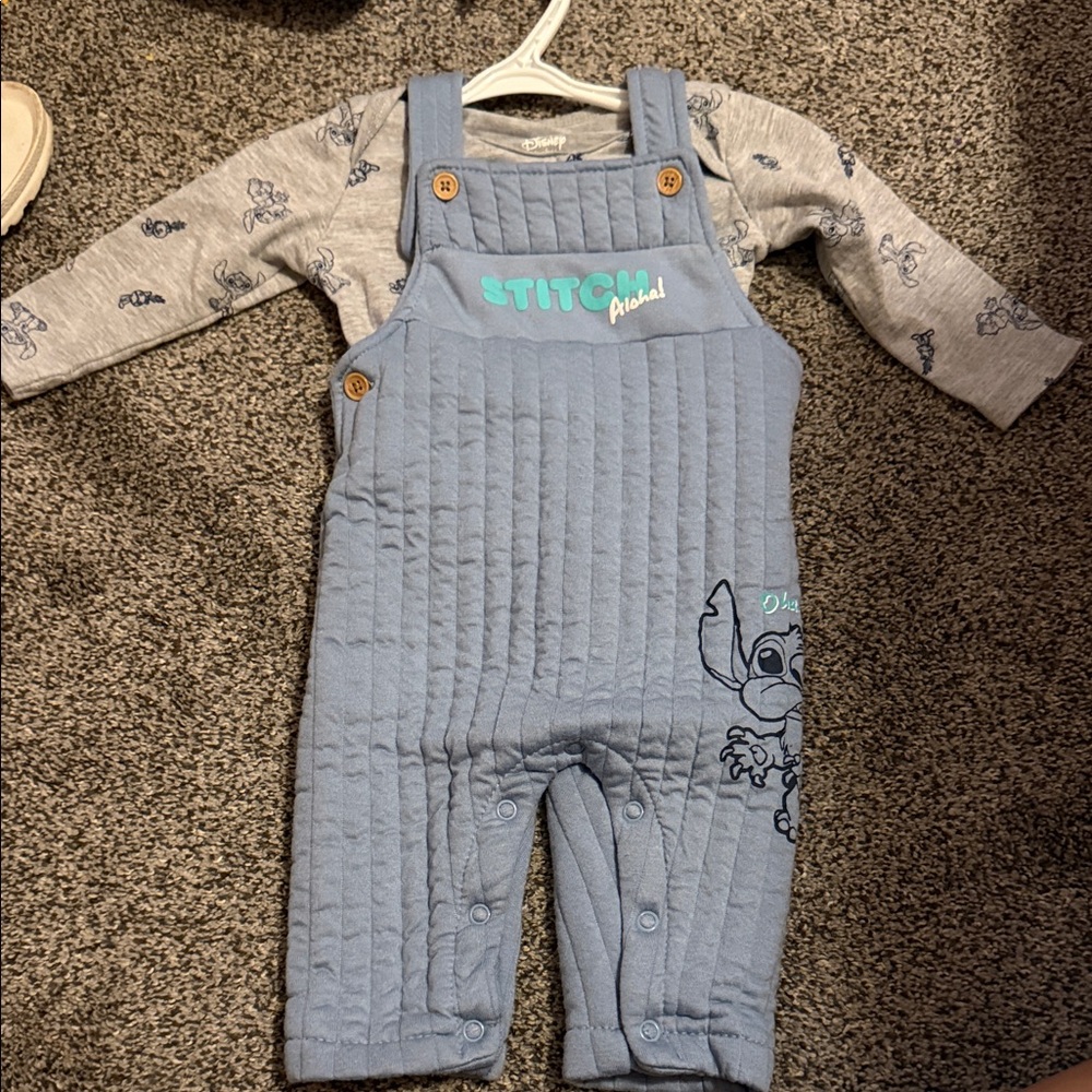 Disney Blue Stitch Kids Overalls